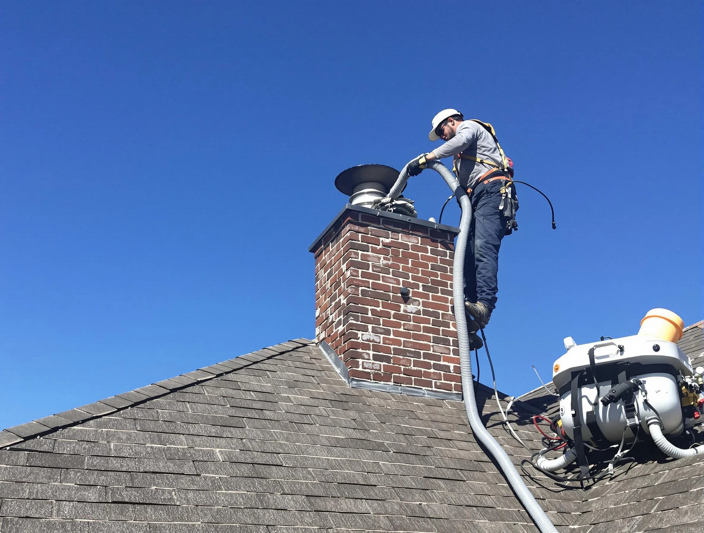 Dedicated Scotch Plains Chimney Sweep team member cleaning a chimney in Scotch Plains, NJ