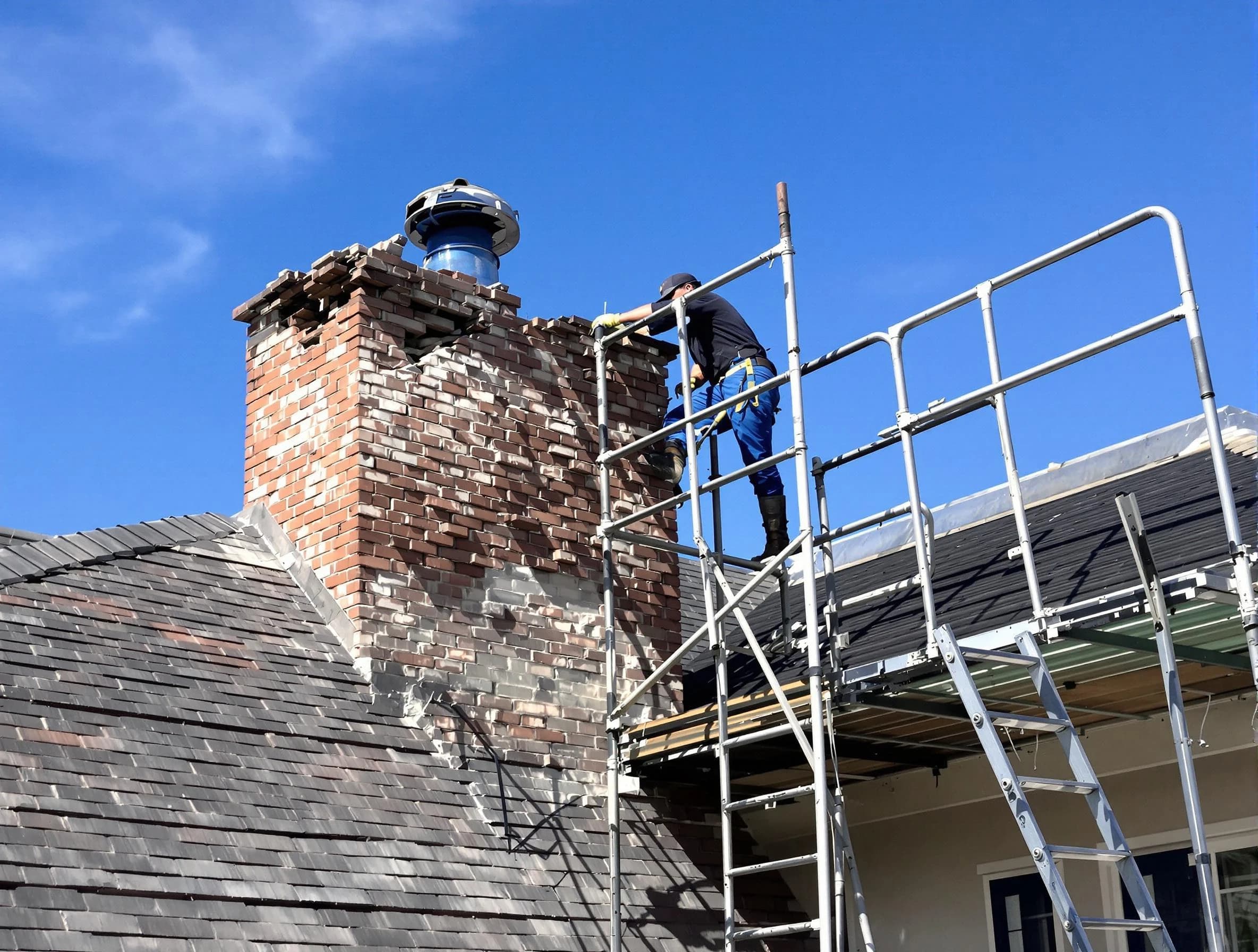 Rebuilding a chimney structure by Scotch Plains Chimney Sweep in Scotch Plains, NJ