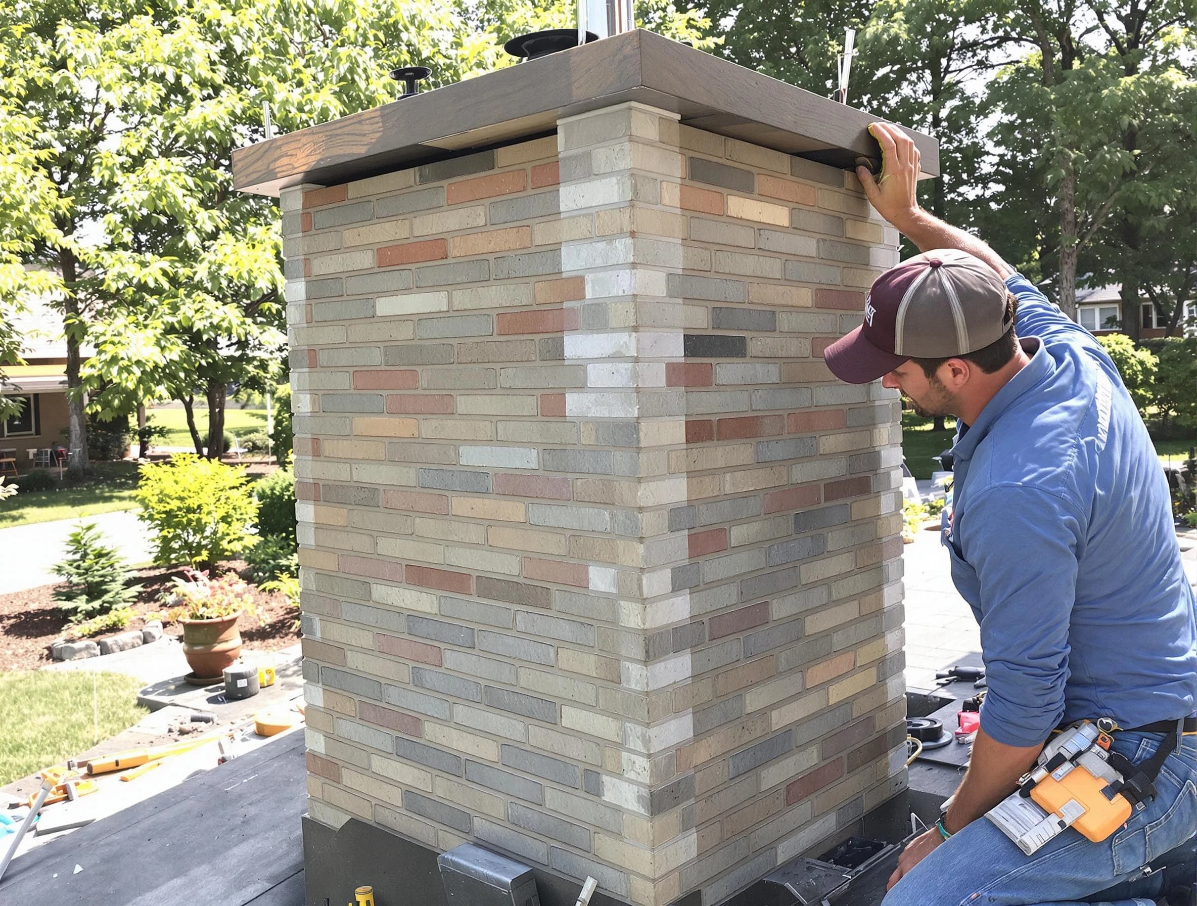 Scotch Plains Chimney Sweep completing a modern chimney remodel in Scotch Plains, NJ