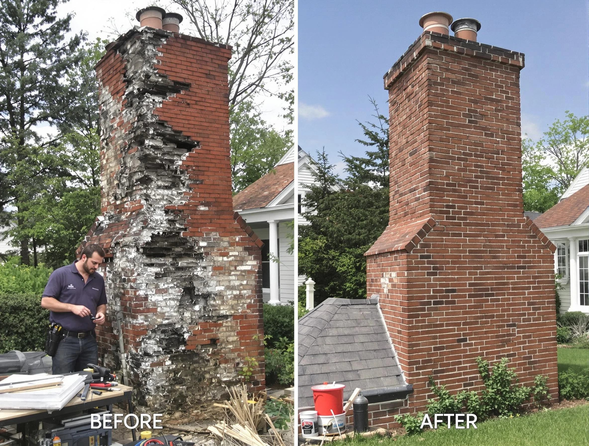 Scotch Plains Chimney Sweep performing a full chimney restoration in Scotch Plains, NJ