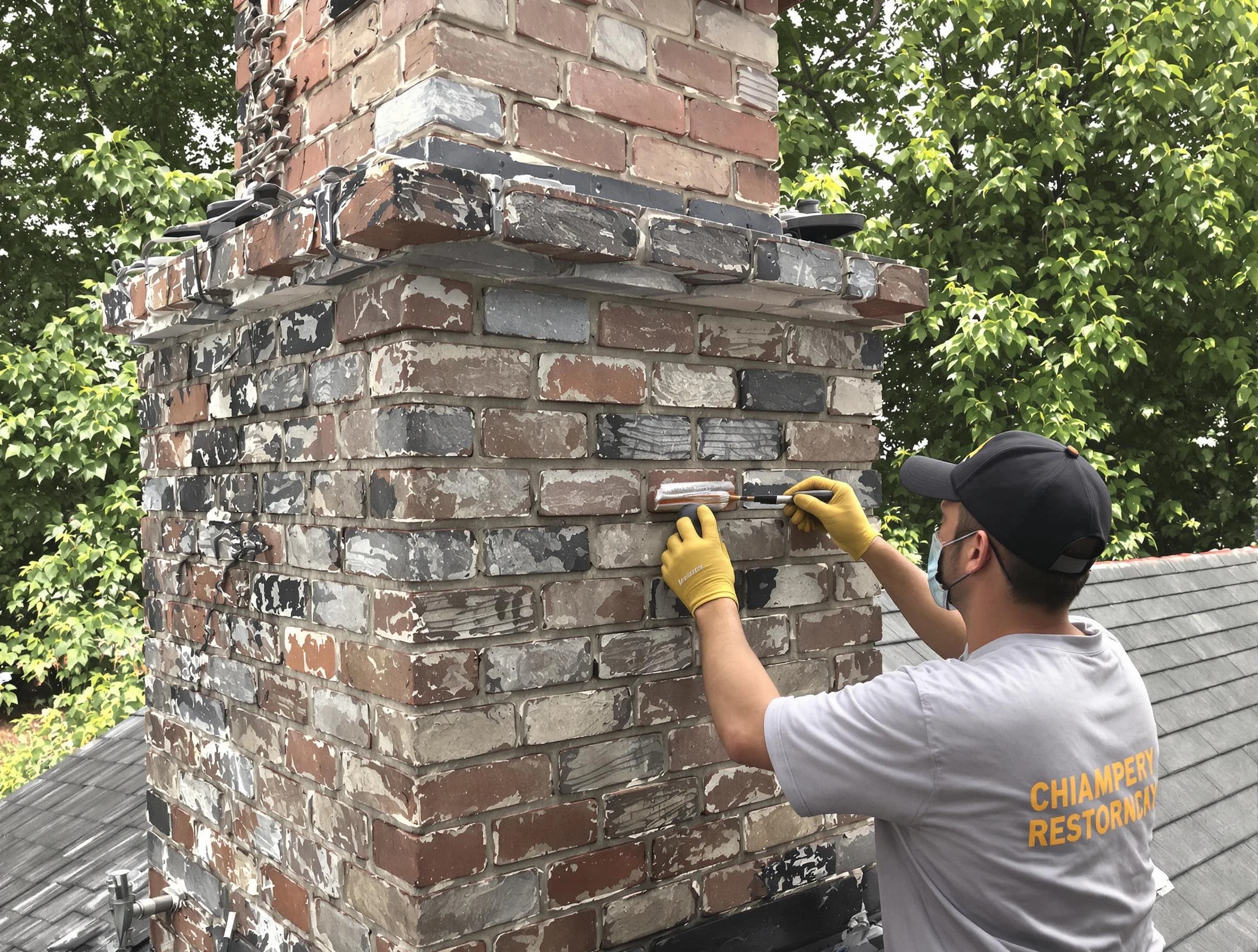 In-progress chimney restoration by Scotch Plains Chimney Sweep in Scotch Plains, NJ