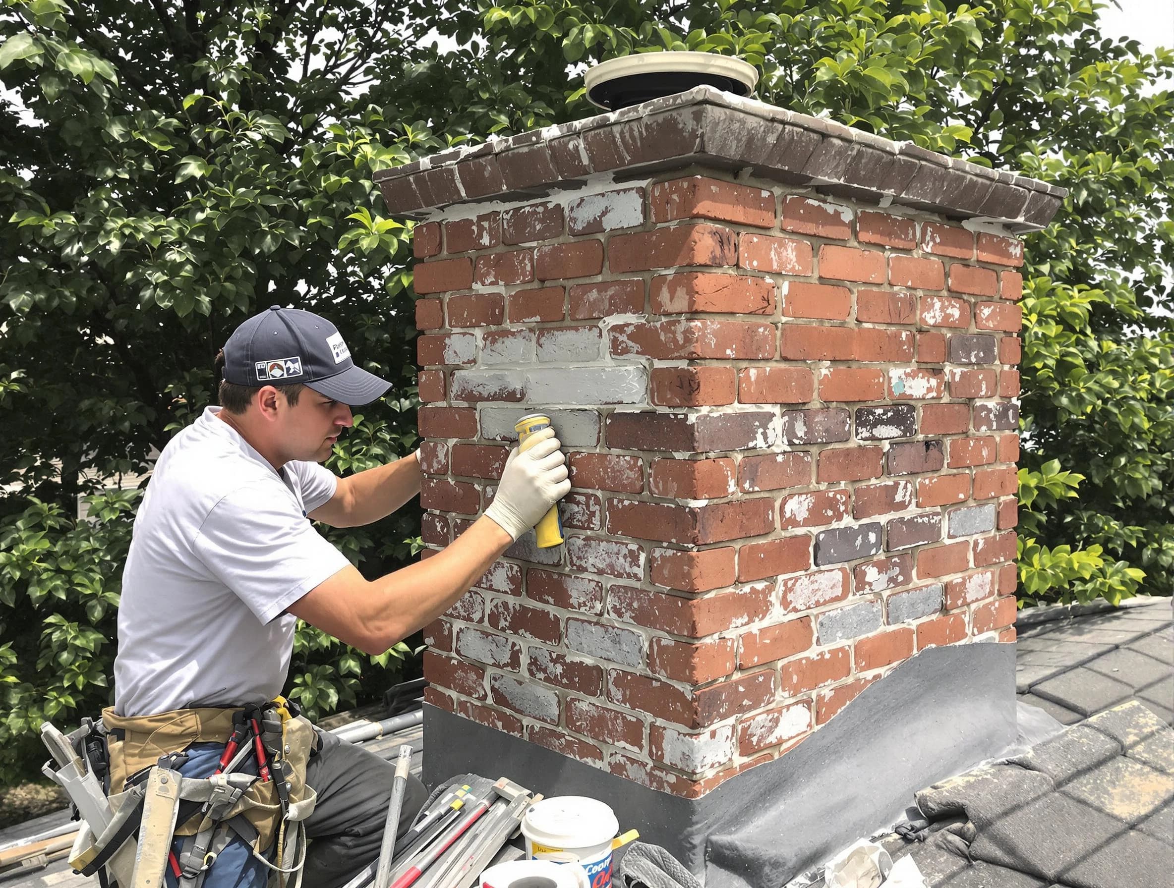 Scotch Plains Chimney Sweep restoring an aging chimney in Scotch Plains, NJ