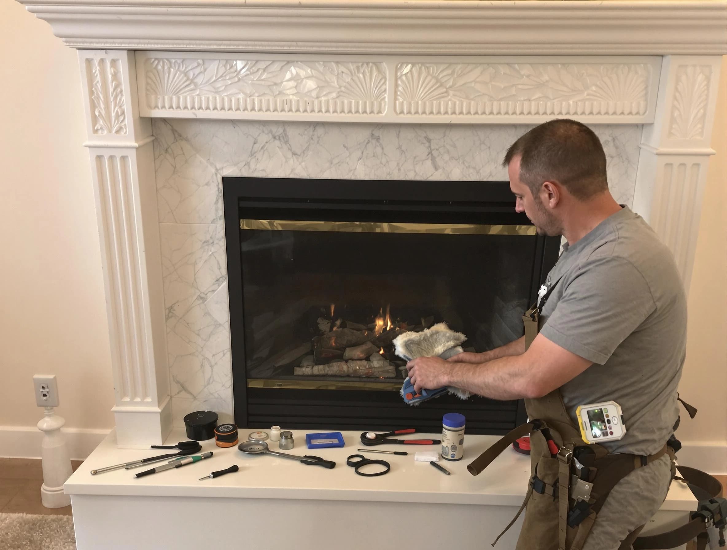 Scotch Plains Chimney Sweep performing fireplace maintenance in Scotch Plains, NJ