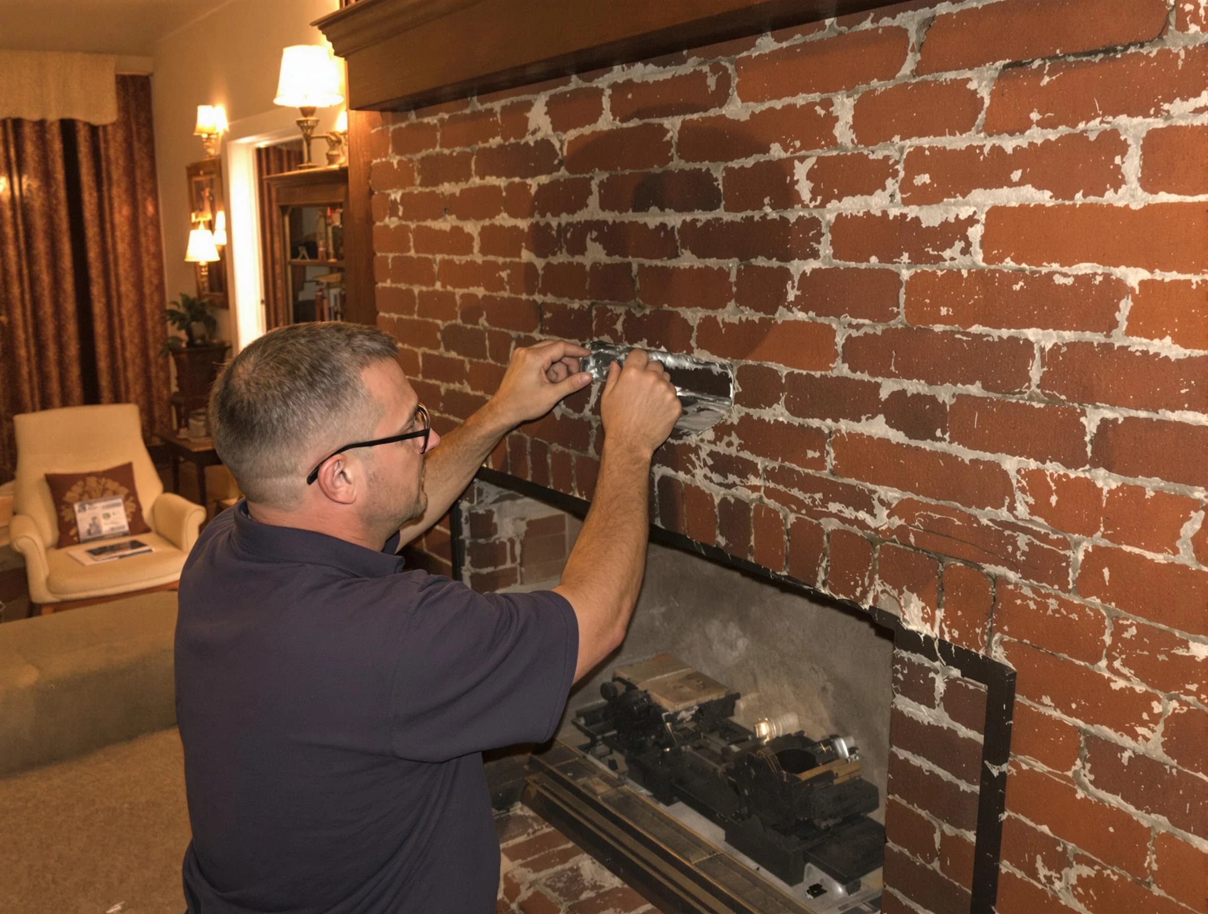 Scotch Plains Chimney Sweep expert fixing a fireplace in Scotch Plains, NJ